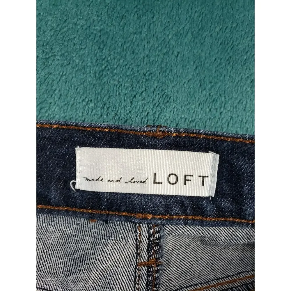 Loft Jeans Size 2 Petite Women Blue Pants Denim Stretch Mid Rise Modern Straight